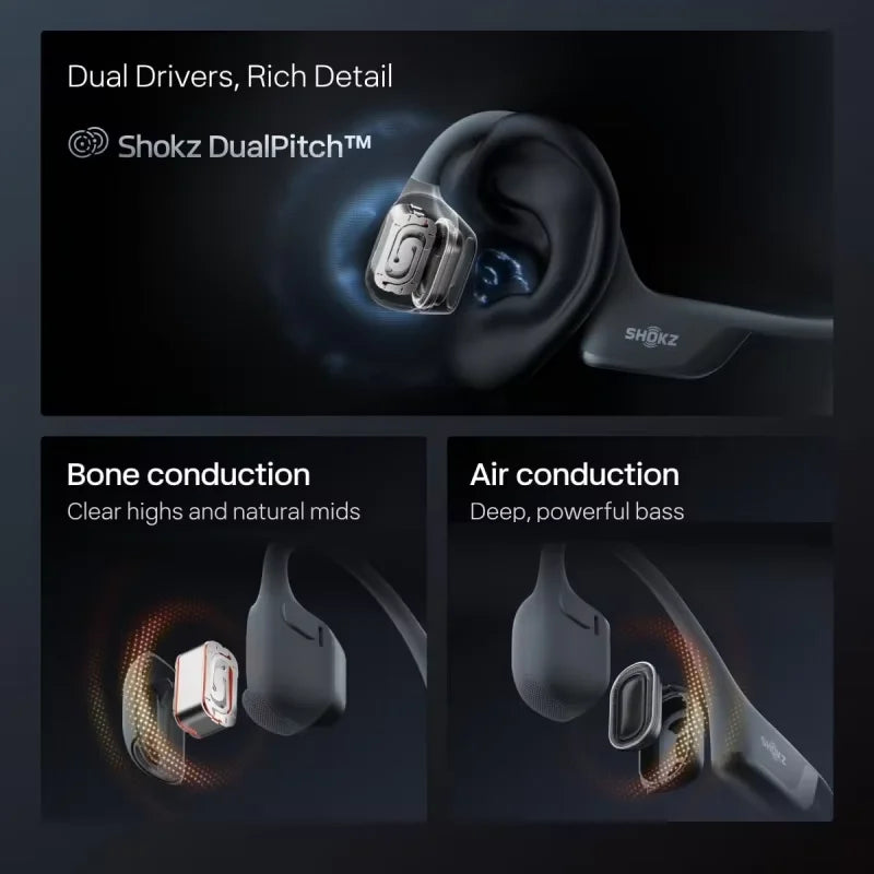Shokz OpenRun Pro 2 S820 Pro 2 MINI S821 Open-Ear Earphone Bone Conduction Sports Headphones Bluetooth 5.3 IP55 Sweat Resistant