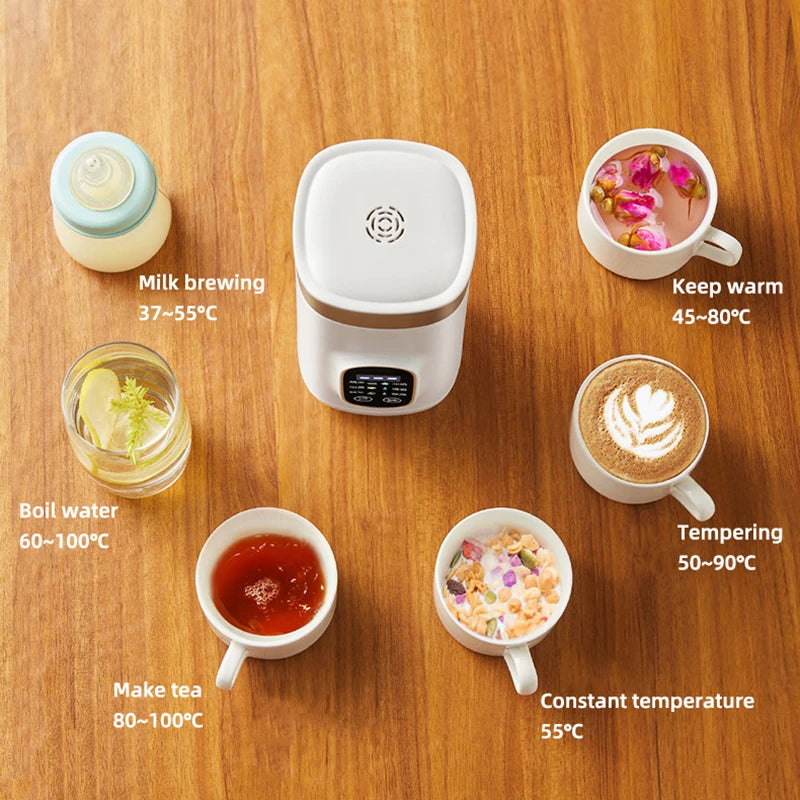 550ml Portable Electric Kettle Travel Heating Cup Multifunctional Boiled Water Pot Smart Teapot Adjustable Temperature Kettles