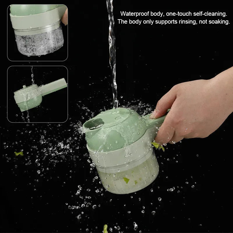 4 IN 1 Electric Vegetable Cutter Food Peel Slicer Handheld Wireless Garlic Masher Food Chopper Meat Grinder Home Kitchen Mincer