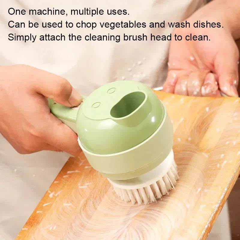 4 IN 1 Electric Vegetable Cutter Food Peel Slicer Handheld Wireless Garlic Masher Food Chopper Meat Grinder Home Kitchen Mincer