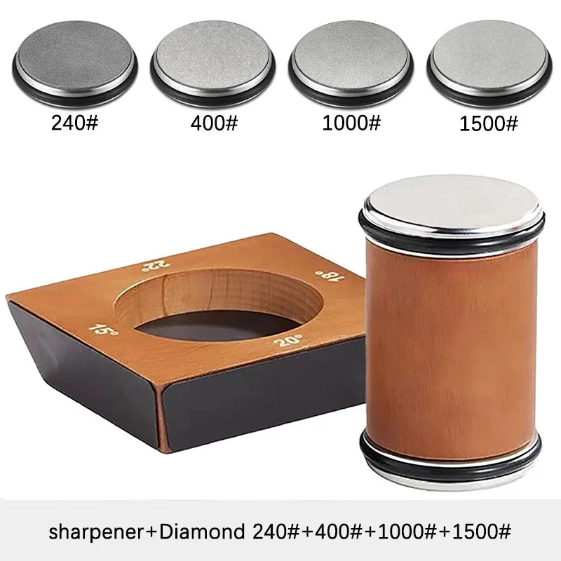 New Wooden【4 Angle】Rolling Knife Sharpener Kit For Straight Edge Roller Knife Sharpening With Industry Diamonds Chef Knife Set