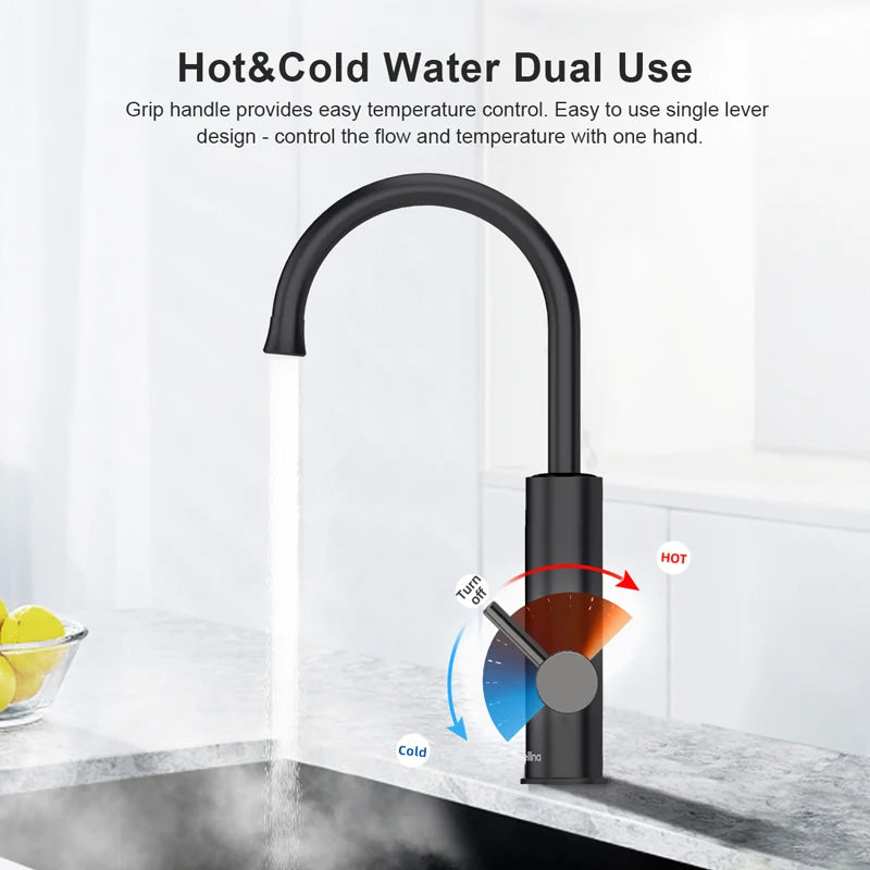 Briwellna Electric Water Heater 220V 2 in 1 Kitchen Faucet Tankless Water Heater Tap Flowing Electric Faucet Shower Geyser