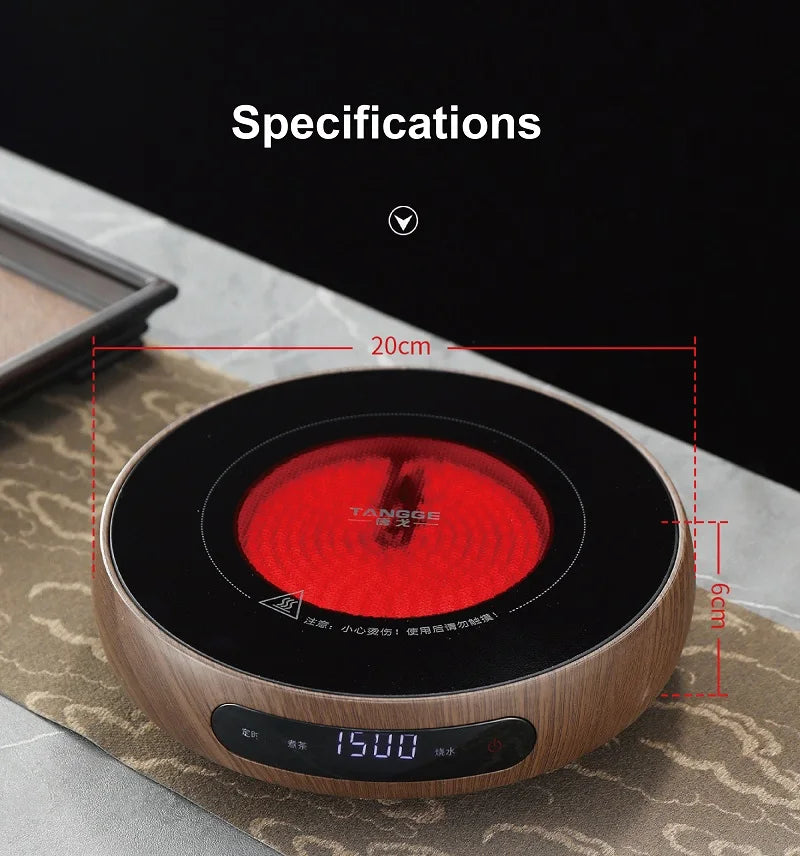 1500W Electric Ceramic Stove Smart Tea Stove Boiling Water Heater 8 Gear Heating Stove Office Timing Tea Maker Auto Keep Warm