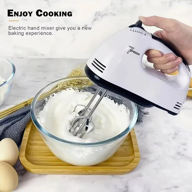 220V Handheld Electric Egg Beater, Household Automatic Mixer, Handheld Food Cake Bread Baking Dough Mixer, 7-speed Cream Blender
