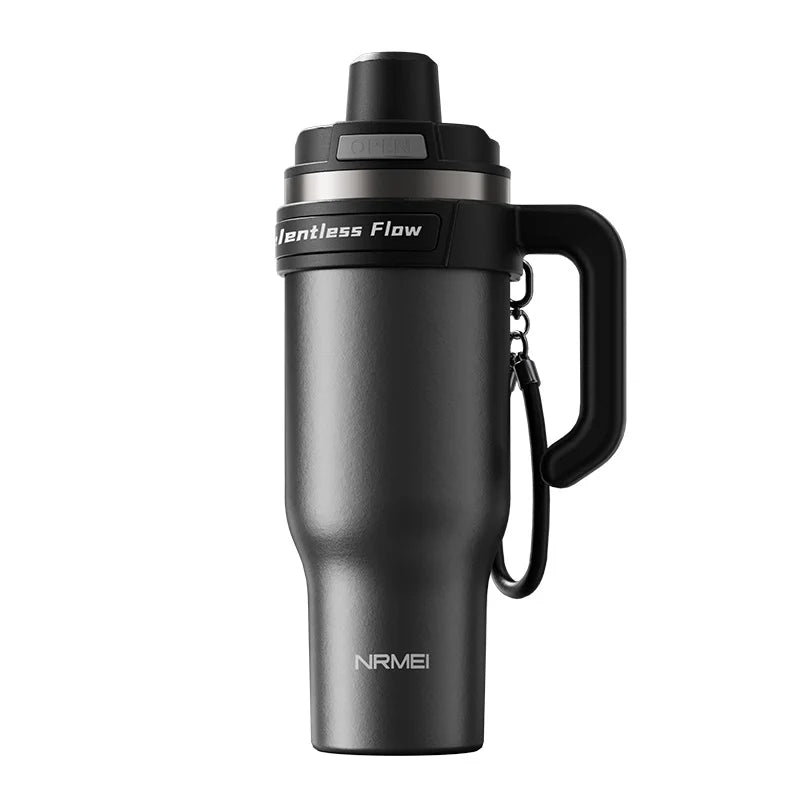 Cold Insulated Ceramic Tumbler Inner Large Water Bottle Car Cup  with Handle Straw Multipurpose Fitness
