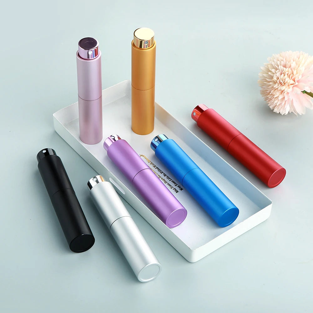 20PCS 10ML Rotary Press Spray Bottles - High-Aesthetic Multi-Color Aluminum Shell with Glass Lining for Perfume Refilling