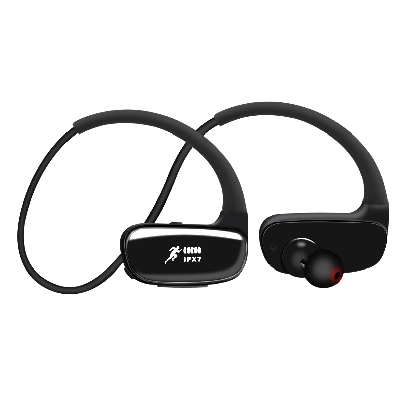Bluetooth Sports Earphones IPX7 Waterproof with 32GB Built-in MP3 Storage Secure Fit Headphones for Running Cycling Hiking Gym
