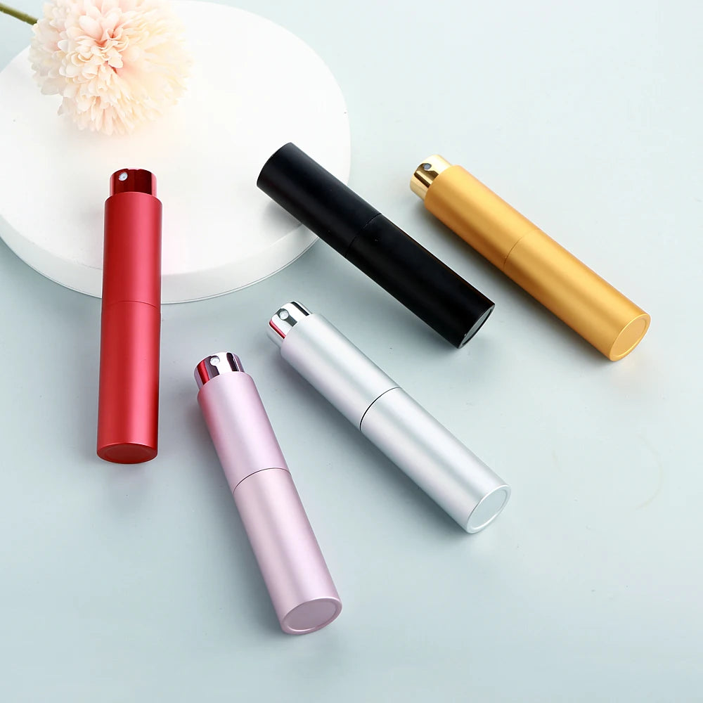 20PCS 10ML Rotary Press Spray Bottles - High-Aesthetic Multi-Color Aluminum Shell with Glass Lining for Perfume Refilling