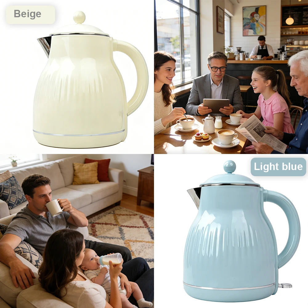 2.5L Anti-Scald Electric Kettle, Food Grade 304 Stainless Steel Water Boiler with 1800W High Power Fast Boiling for Home