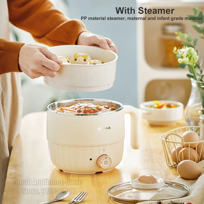 Bear Multifunction Electric Cooking Pot Stainless Steel Single/Double Layer Hot Pot Household 1-2 People Electric Rice Cooker