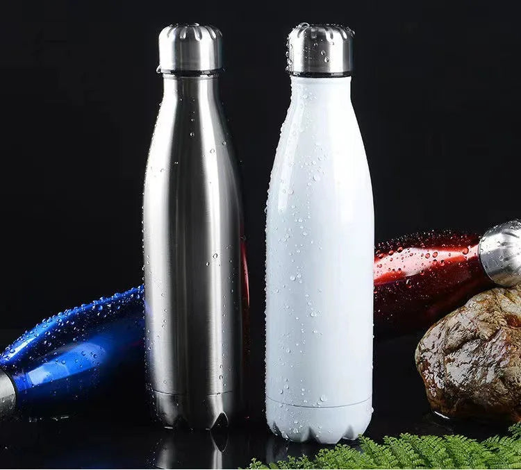Stainless Steel Double-Layer Sports Water Bottle, Outdoor Large Capacity Cup, Customization, Coca-Cola Bottle, 304