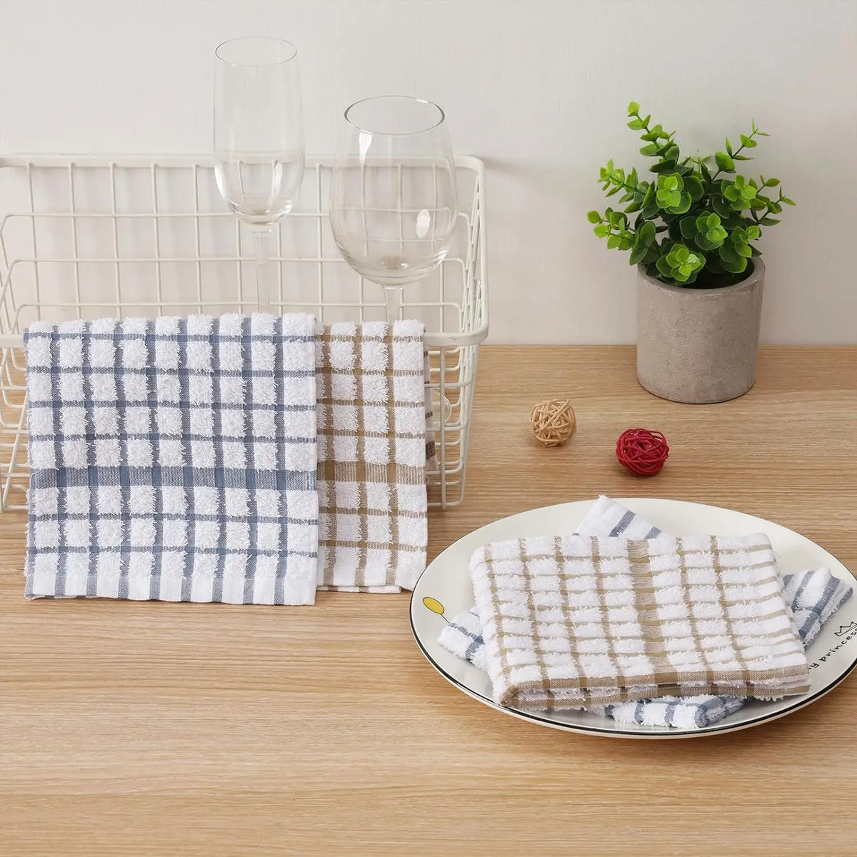 100%Cotton Dishcloth Waffle Thickening Kitchen Dish Towels Soft Dish Cloths for Washing Dishes Absorbent Cleaning Rags Tea Towel