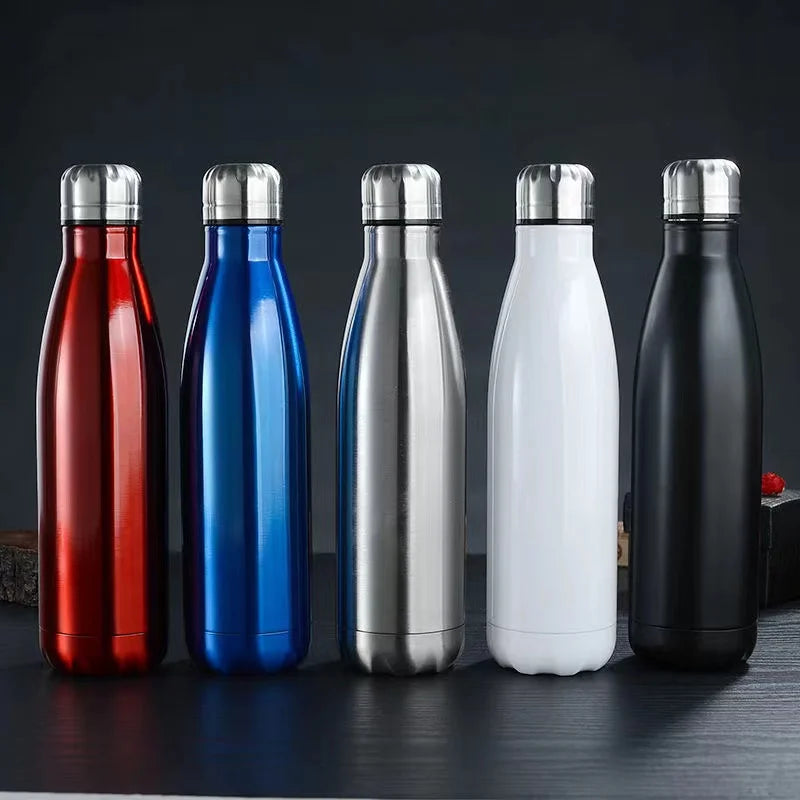 Stainless Steel Double-Layer Sports Water Bottle, Outdoor Large Capacity Cup, Customization, Coca-Cola Bottle, 304