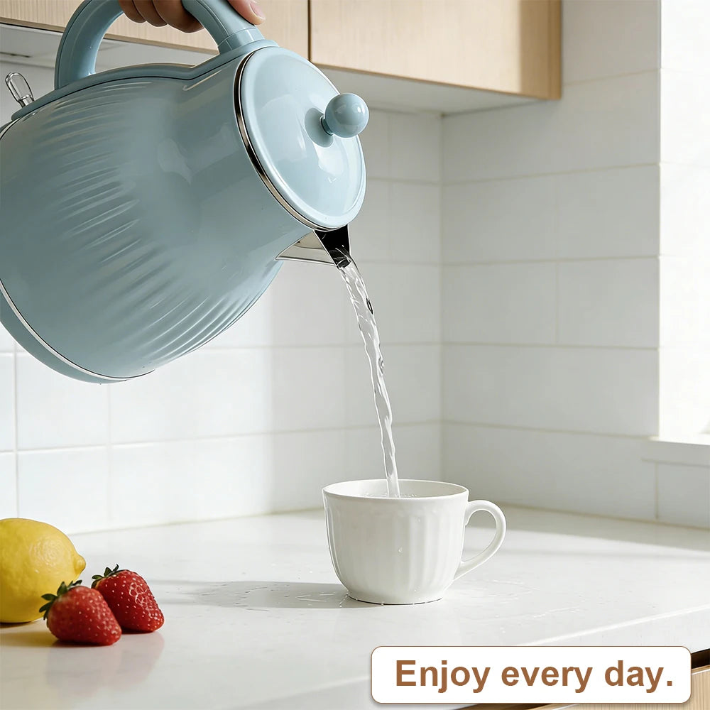 2.5L Anti-Scald Electric Kettle, Food Grade 304 Stainless Steel Water Boiler with 1800W High Power Fast Boiling for Home