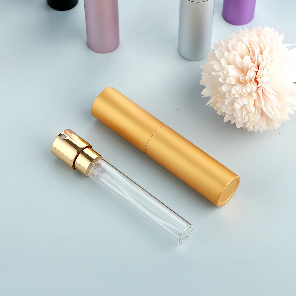 20PCS 10ML Rotary Press Spray Bottles - High-Aesthetic Multi-Color Aluminum Shell with Glass Lining for Perfume Refilling