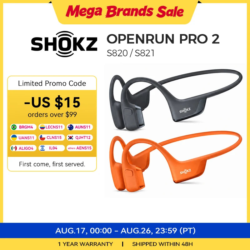 Shokz OpenRun Pro 2 S820 Pro 2 MINI S821 Open-Ear Earphone Bone Conduction Sports Headphones Bluetooth 5.3 IP55 Sweat Resistant