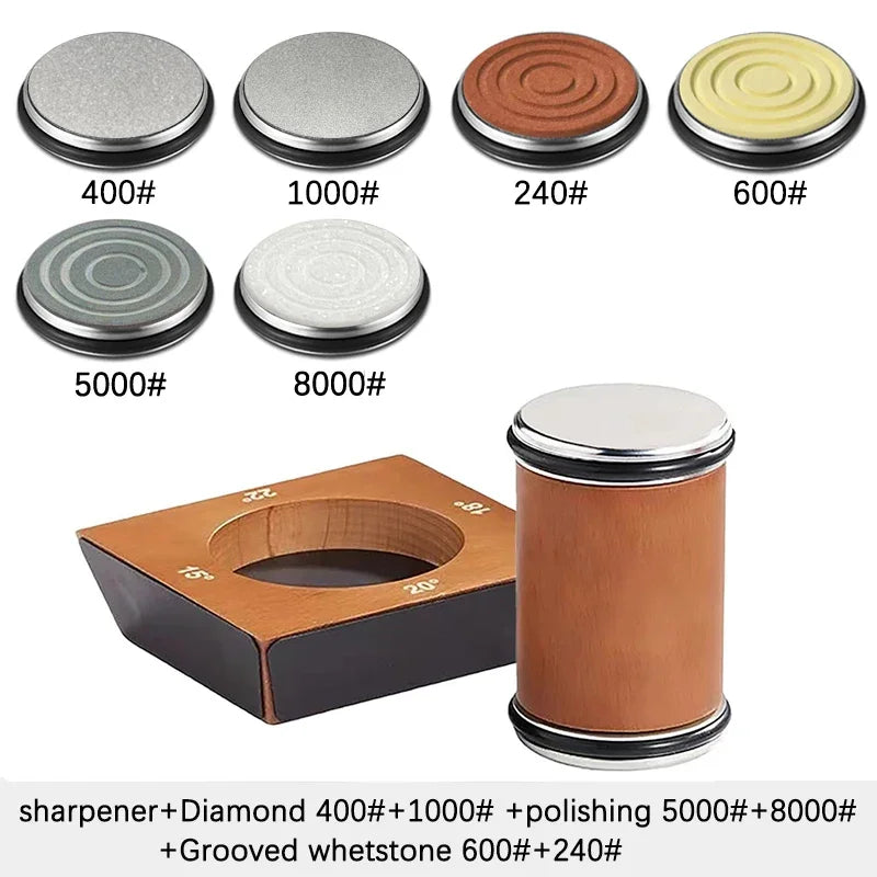 New Wooden【4 Angle】Rolling Knife Sharpener Kit For Straight Edge Roller Knife Sharpening With Industry Diamonds Chef Knife Set