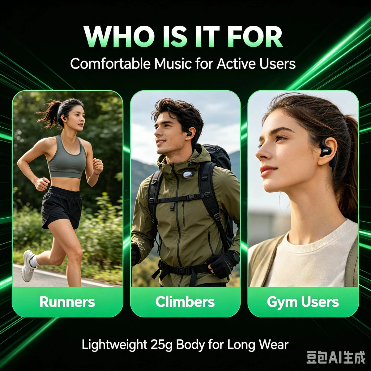 Bluetooth Sports Earphones IPX7 Waterproof with 32GB Built-in MP3 Storage Secure Fit Headphones for Running Cycling Hiking Gym