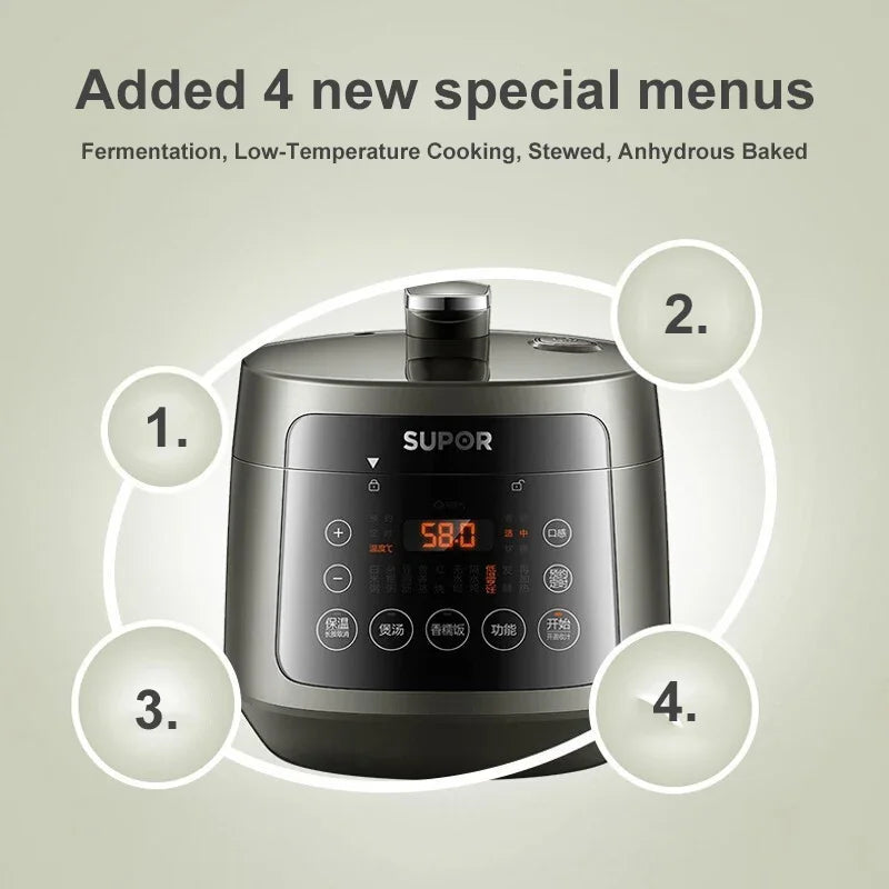 SUPOR Electric Pressure Cooker 3L Double Liner Rice Cooker Multifunctional Portable High Quality Household Kitchen Appliances