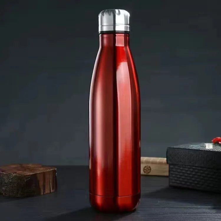 Stainless Steel Double-Layer Sports Water Bottle, Outdoor Large Capacity Cup, Customization, Coca-Cola Bottle, 304