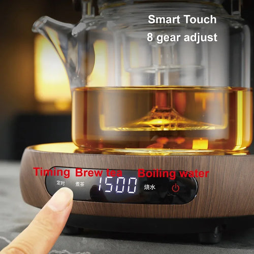 1500W Electric Ceramic Stove Smart Tea Stove Boiling Water Heater 8 Gear Heating Stove Office Timing Tea Maker Auto Keep Warm