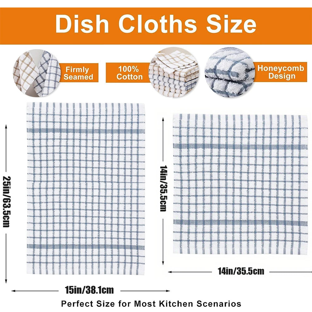 100%Cotton Dishcloth Waffle Thickening Kitchen Dish Towels Soft Dish Cloths for Washing Dishes Absorbent Cleaning Rags Tea Towel