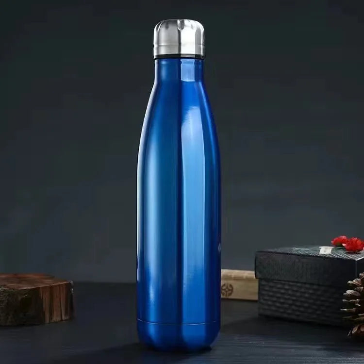 Stainless Steel Double-Layer Sports Water Bottle, Outdoor Large Capacity Cup, Customization, Coca-Cola Bottle, 304