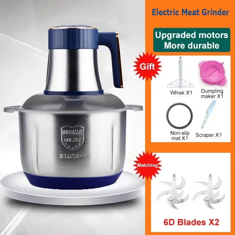 Meat Grinder Kitchen Chopper 3 Gear Electric Meat Grinders Stainless Steel Vegetable Food Processor Blender Mixer Garlic Crusher