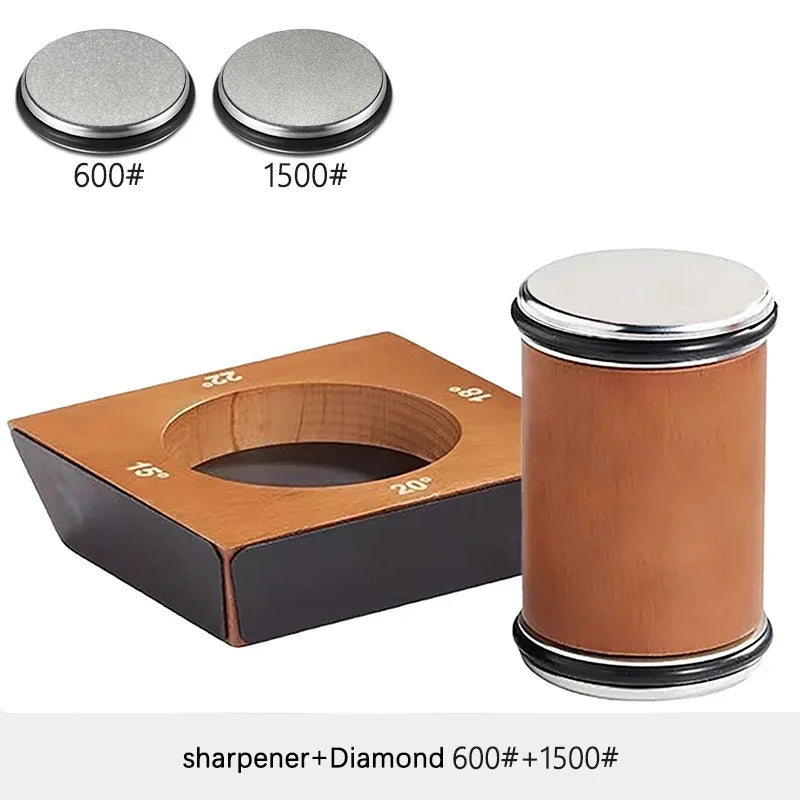 New Wooden【4 Angle】Rolling Knife Sharpener Kit For Straight Edge Roller Knife Sharpening With Industry Diamonds Chef Knife Set