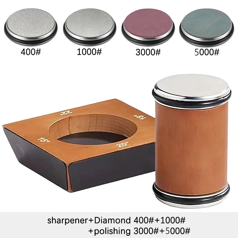 New Wooden【4 Angle】Rolling Knife Sharpener Kit For Straight Edge Roller Knife Sharpening With Industry Diamonds Chef Knife Set