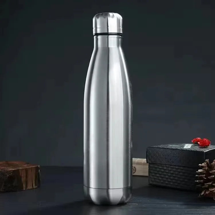 Stainless Steel Double-Layer Sports Water Bottle, Outdoor Large Capacity Cup, Customization, Coca-Cola Bottle, 304