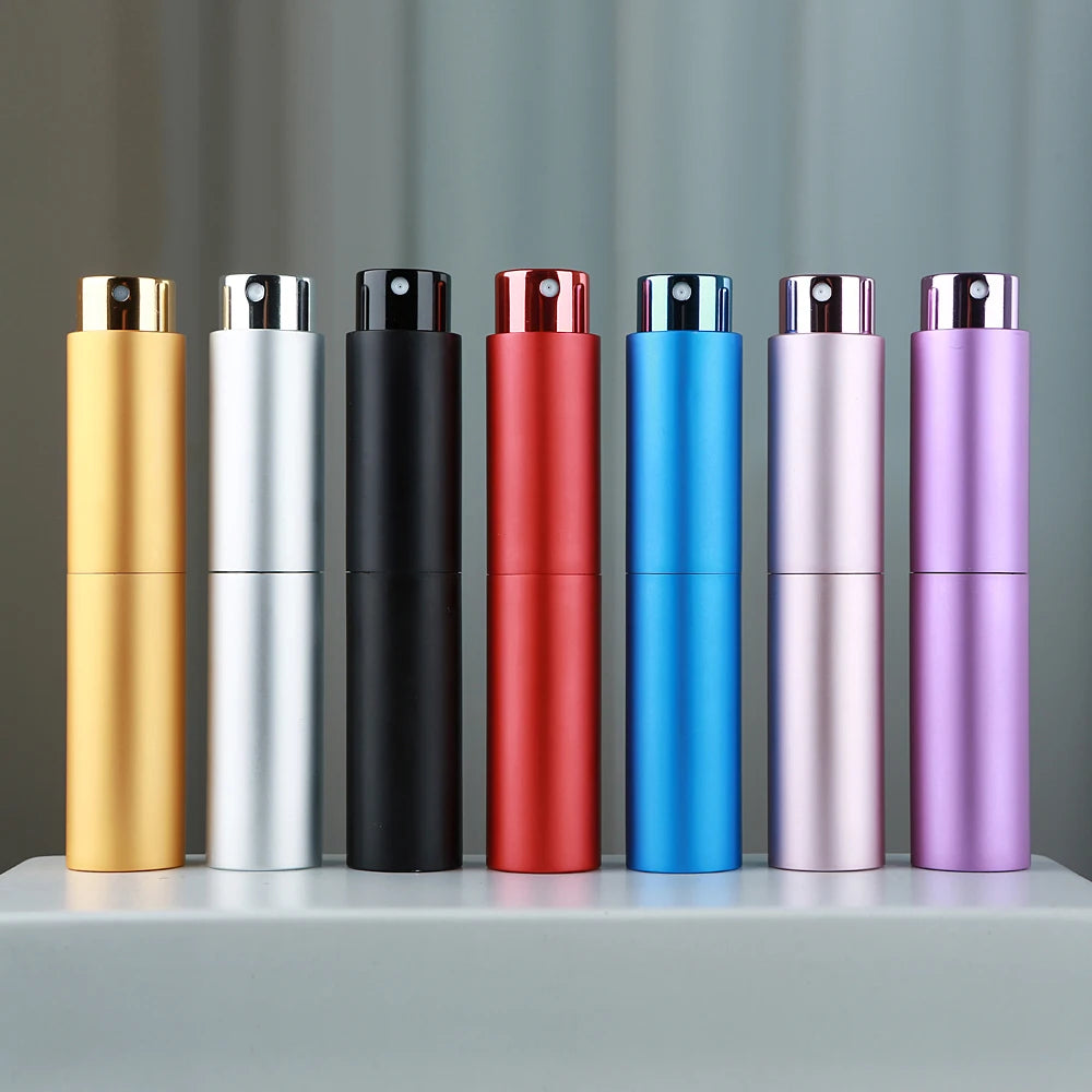 20PCS 10ML Rotary Press Spray Bottles - High-Aesthetic Multi-Color Aluminum Shell with Glass Lining for Perfume Refilling